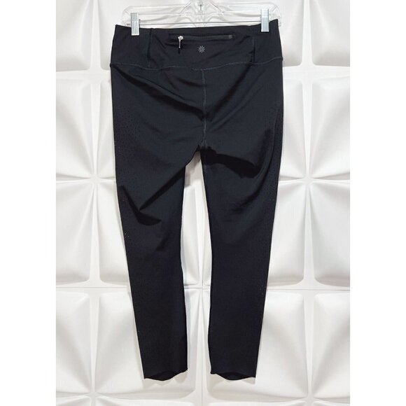 Athleta Sz S Black Laser Cut Out Perforated Capri Cropped Pants Leggings - Picture 7 of 15